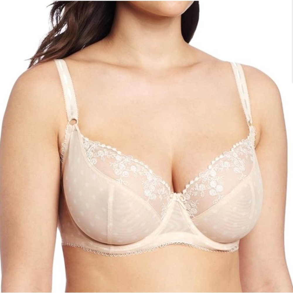 Paramour Sheer Lace Polka Dot Underwire Bra in Nude